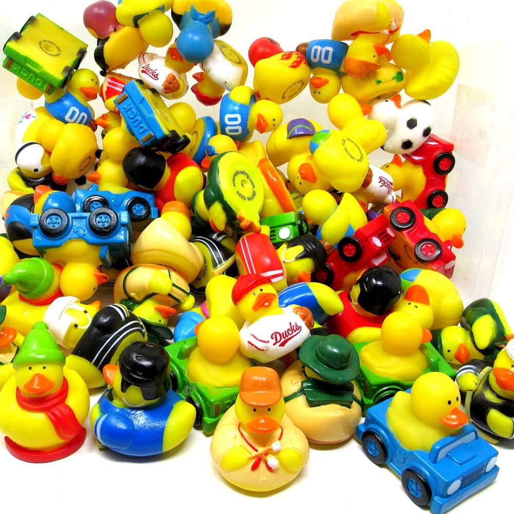 10 Sports Rubber Ducks 2 inch Squirter  Ninja Basketball Baseball  Soccer Duck